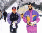 サウジアラビアの研修生にとっては生まれて初めての雪。スキーは初めてにしてはとてもうまくなった